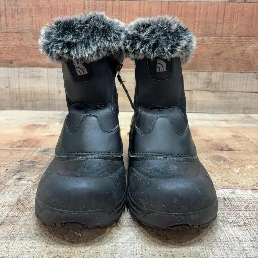 The North Face Snow Boots Girls Size 4 36 Black Waterproof Faux Fur Heatseeker
